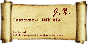 Jaszovszky Násfa névjegykártya