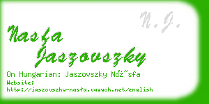 nasfa jaszovszky business card